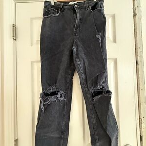 Abercrombie & Fitch Charcoal Ripped Straight Jeans